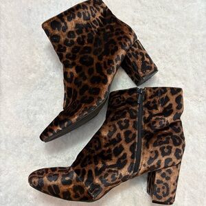 Torrid Brown Leopard Print Ankle Booties Square Toe Block Heel Size 11.5 NWT